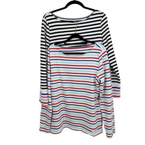 Talbots Striped Boat Neck Long Sleeve Tops Set of‎ 2 Women’s Size Medium